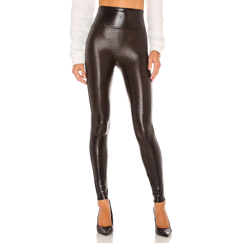 Spanx Faux Leather Croc Leggings in Color Shine
